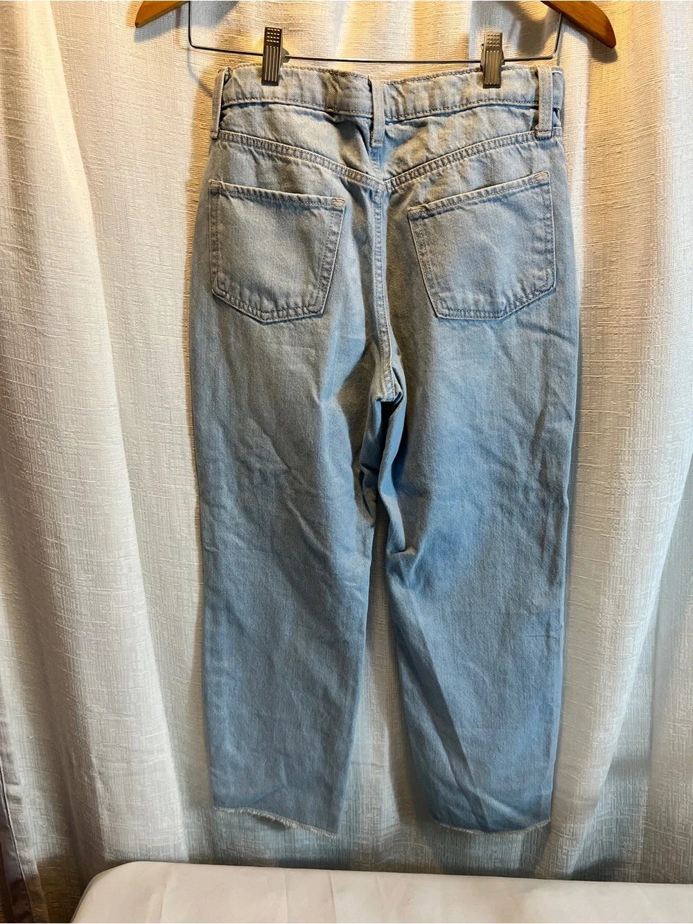 Old Navy Light Blue Distressed Flare Jeans - Girls size 14 adjustable waist